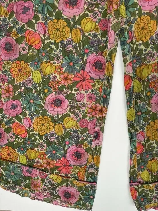 Natural Life Women’s Wide Leg Floral Sheer Lounge Pajama Style Pants Size Medium - Picture 3 of 10